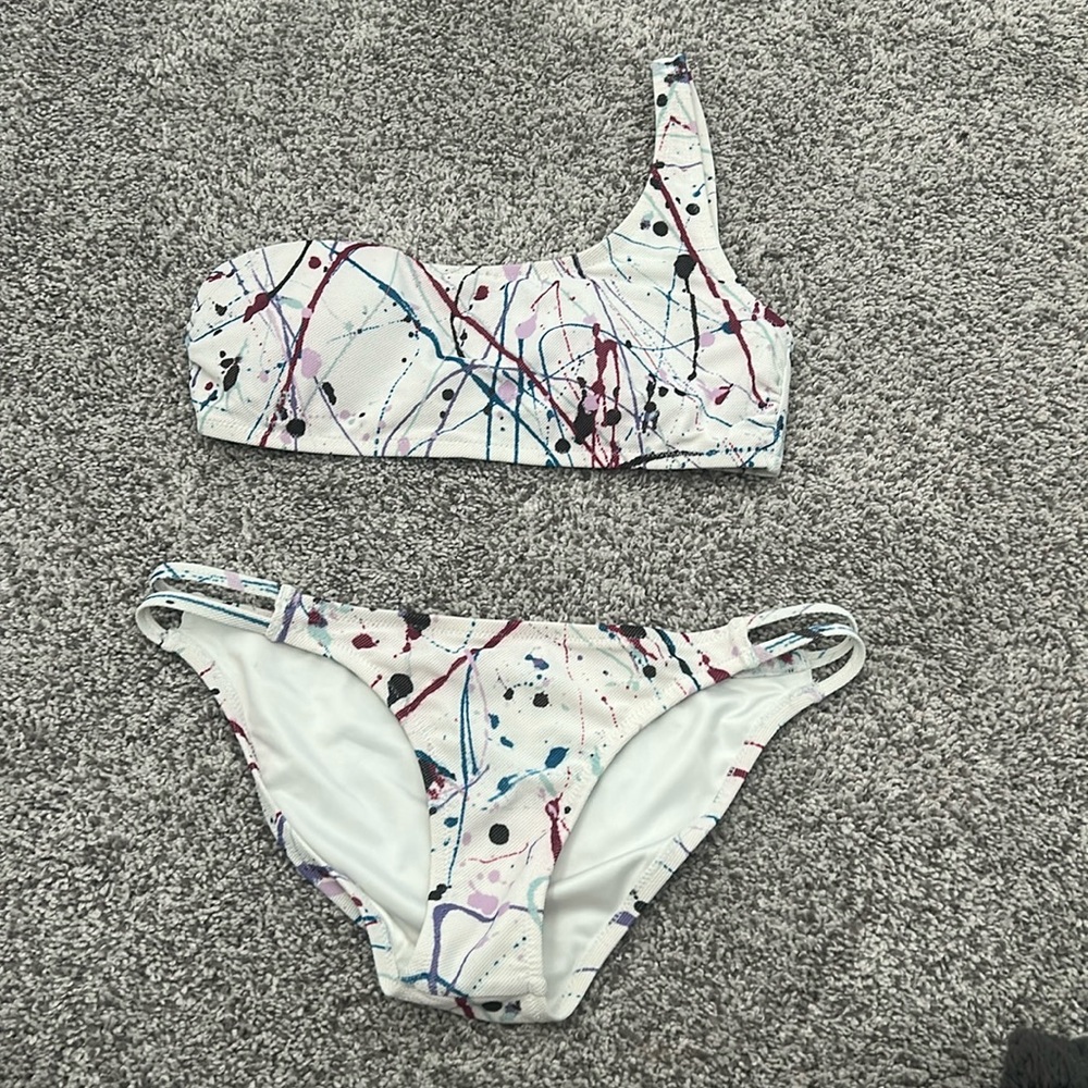 White size small volcano one strap bikini